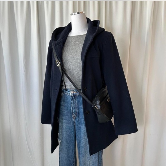 Vintage Navy J. Percy wool peacoat with hood size Medium. - Picture 2 of 8